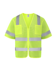 Kiwi Neon Class 3 hi vis dual band short sleeve safety vest, front view