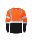Kiwi Orange Class 3 hi vis long sleeve safety shirt, front view
