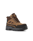 Kiwi Trail Wheat steel toe work boots, angled view