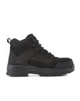 Kiwi Trek Black steel toe work boots, outside view