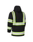 Kiwi Black reflective 3-in-1 safety jacket, back view