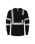 Kiwi Black reflective long sleeve safety shirt, front view