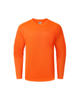 Kiwi Orange hi vis long sleeve safety shirt, front view