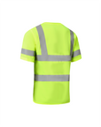 Kiwi Class 3 dual band neon hi vis short sleeve safety shirt, back view