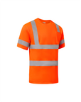 Kiwi Class 3 dual band orange hi vis short sleeve safety shirt, side view