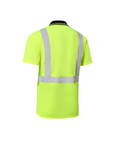 Kiwi Class 2 two tone neon hi vis short sleeve safety polo shirt, back view