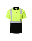 Kiwi Class 2 two tone neon hi vis short sleeve safety polo shirt, front view