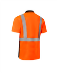 Kiwi Orange Class 2 hi vis safety polo shirt, back view