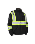 Kiwi Black reflective sherpa lined safety jacket, side view
