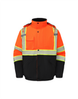 Kingstone High Visibility Hooded and Sherpa Lined Two-Tone, Contrast Trimmed Orange Safety Jacket