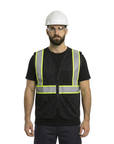 Kiwi Black reflective safety vest with contrast trim, alternate view