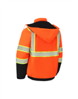 Kingstone High Visibility Hooded and Sherpa Lined Two-Tone, Contrast Trimmed Orange Safety Jacket