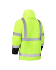 Kiwi Neon Class 3 hi vis quilt lined safety jacket, back view