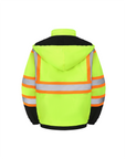 Kingstone High Visibility Hooded and Sherpa Lined Two-Tone, Contrast Trimmed Neon Safety Jacket