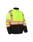 Kingstone High Visibility Hooded and Sherpa Lined Two-Tone, Contrast Trimmed Neon Safety Jacket