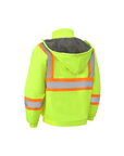 Kiwi Neon Class 3 hi vis sherpa lined safety jacket, back view