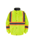 Kiwi High Visibility Hooded & Sherpa Lined ANSI/ISEA 107-2020, Type R, Class 3 Contrast Trimmed Water Resistant Neon Safety Jacket (71100)