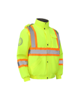 Kiwi Neon Class 3 hi vis sherpa lined safety jacket, side view
