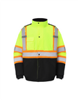 Kingstone High Visibility Hooded and Sherpa Lined Two-Tone, Contrast Trimmed Neon Safety Jacket