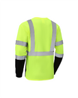 Kiwi Neon Class 3 hi vis long sleeve safety shirt, back view