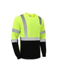 Kiwi Neon Class 3 hi vis long sleeve safety shirt, side view