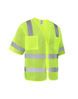 Kiwi Neon Class 3 hi vis dual band short sleeve safety vest, side view