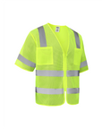Kiwi Neon Class 3 hi vis dual band short sleeve safety vest, side view