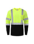 Kiwi Neon Class 3 hi vis long sleeve safety shirt, front view