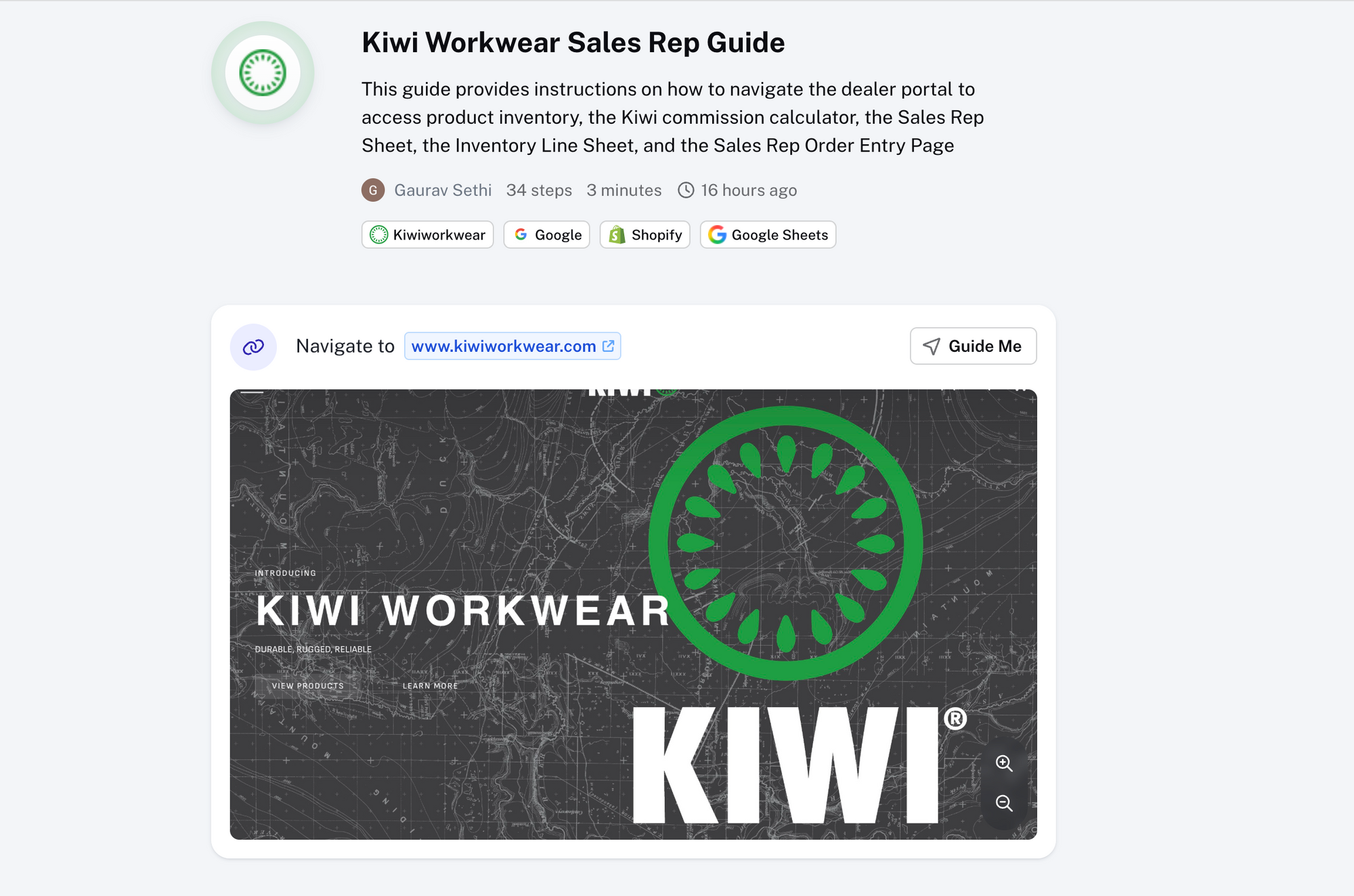 Kiwi Workwear Sales Rep Guide