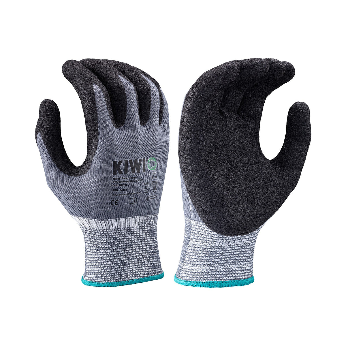 Kiwi A4 Cut Resistant Nitrile Palm Coated Polyethylene Blend Knit Grey Grip Gloves [54100]