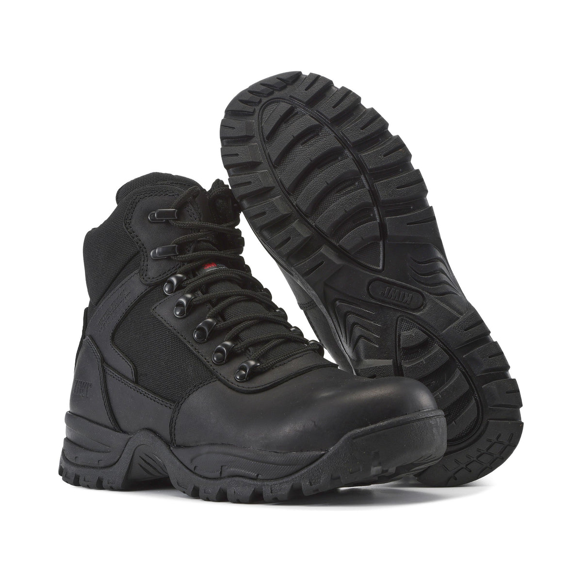 Kiwi Rugged Black Full Grain Leather Mid-Cut 6" Composite Toe Zipped Waterproof Tactical Boots [68100]
