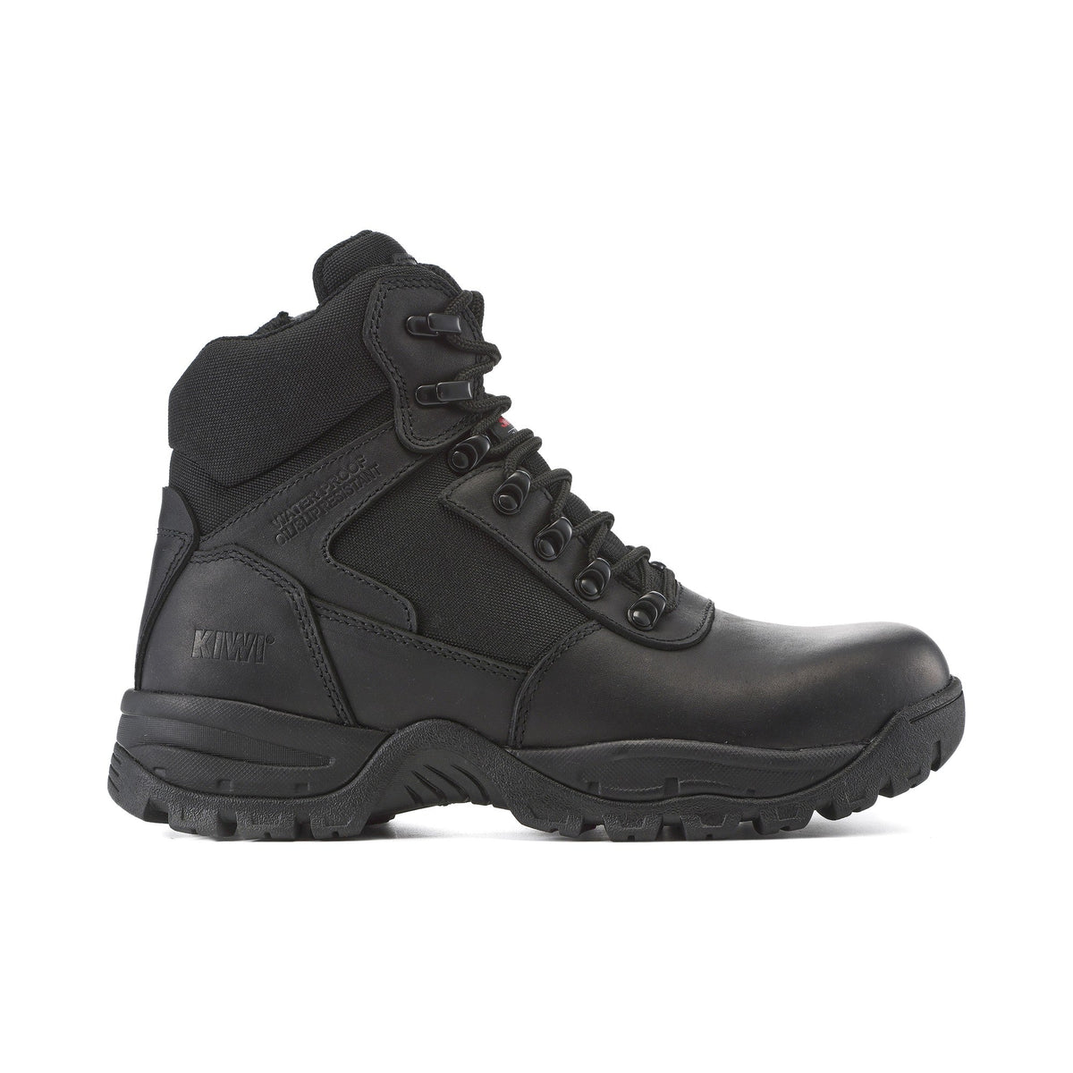 Kiwi Rugged Black Full Grain Leather Mid-Cut 6" Composite Toe Zipped Waterproof Tactical Boots [68100]