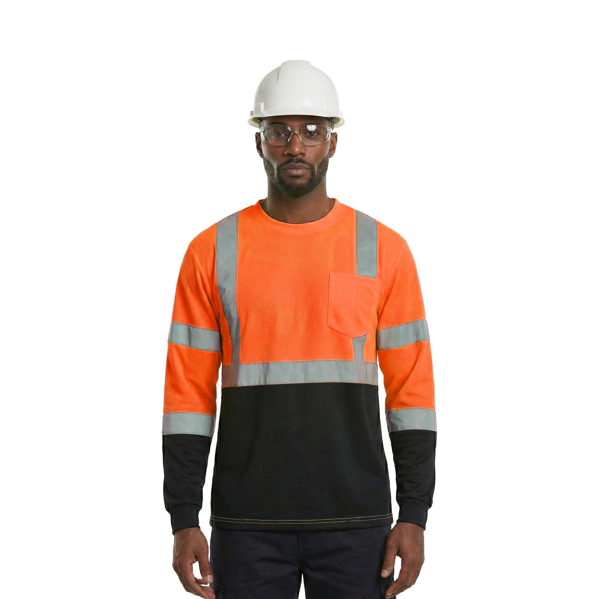 Kiwi High Visibility ANSI/ISEA 107-2020, Type R, Class 3 Two Tone Orange Long Sleeve Safety Shirt [73200]