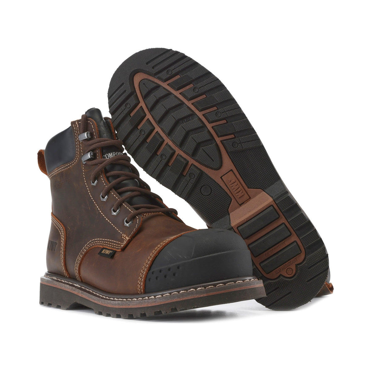 Kiwi Premium Brown Crazy Horse 6" Composite Toe Waterproof Cap-Toe Work Boots [69100]