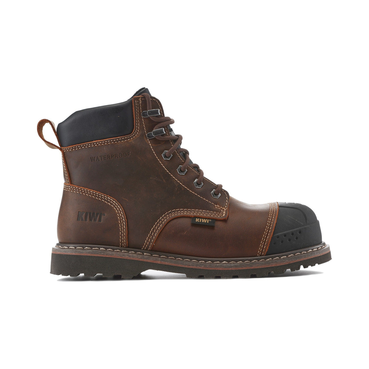 Kiwi Premium Brown Crazy Horse 6" Composite Toe Waterproof Cap-Toe Work Boots [69100]