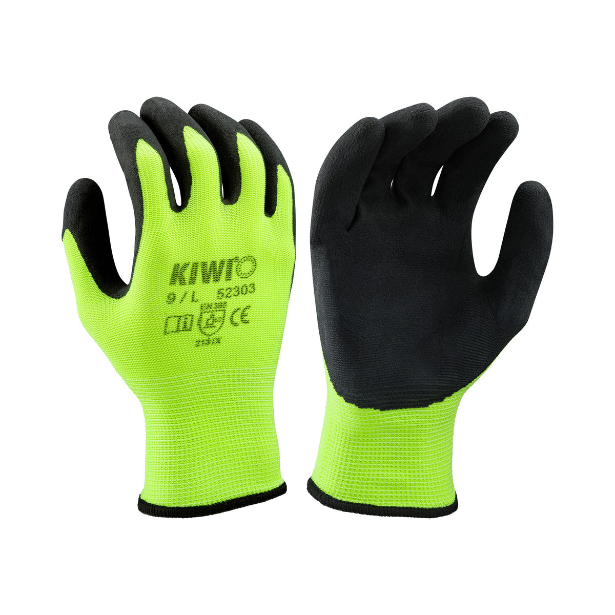 Kiwi Foam Latex Palm Coated Polyester Knit Neon Grip Gloves [52300]