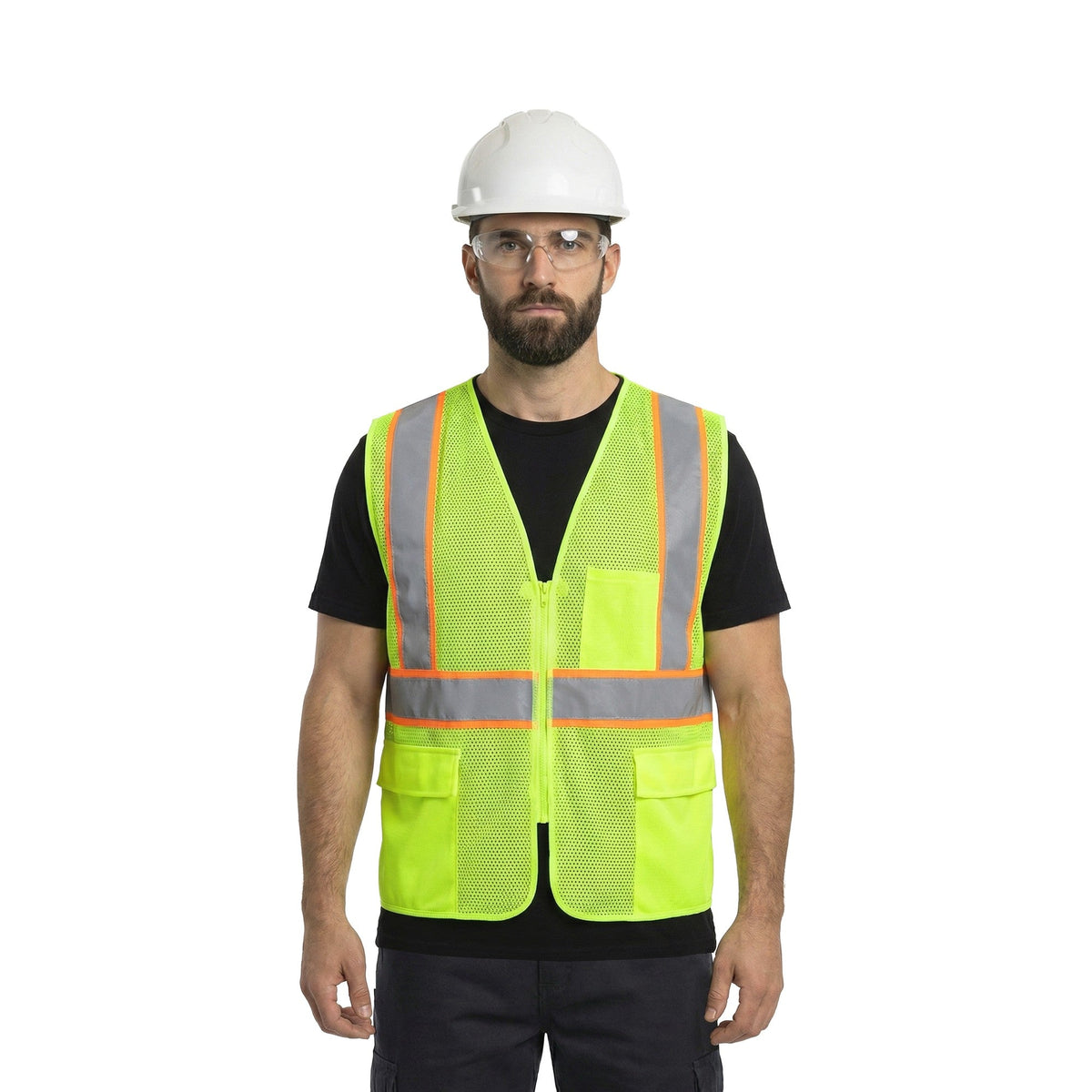 Kiwi High Visibility ANSI/ISEA 107-2020, Type R, Class 2 Contrast Trimmed Neon Safety Vest [70100]
