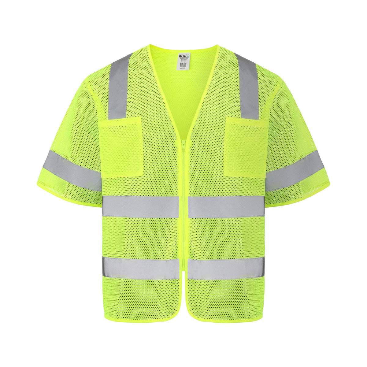 Kiwi High Visibility ANSI/ISEA 107-2020, Type R, Class 3 Dual Band Neon Short Sleeve Safety Vest [72200]