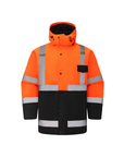 Kiwi High Visibility Hooded & Quilt Lined ANSI/ISEA 107-2020, Type R, Class 3 Two Tone Water Resistant Orange Safety Jacket [R71400]