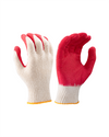 Kiwi latex coated string knit work gloves with red dip, pair view
