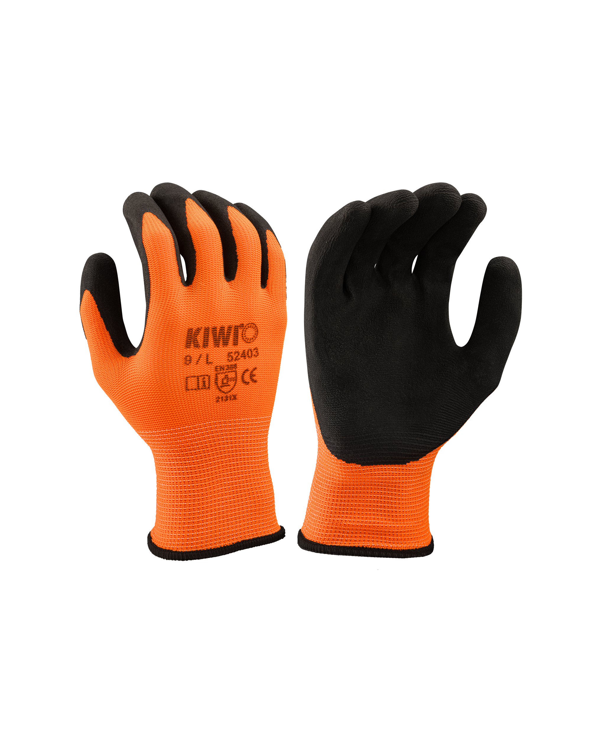 Foam Latex Palm Coated Work Gloves With Orange Grip 9 / L / 8 Pair Pack