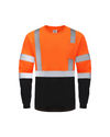 Kiwi Orange Class 3 hi vis long sleeve safety shirt, front view