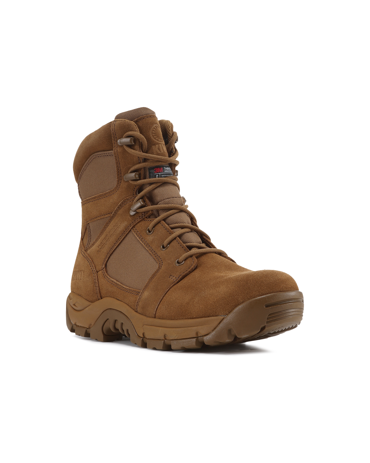 Kiwi Coyote suede 7 inch zipped waterproof tactical boots, angled view
