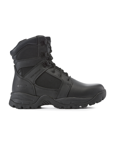 Kiwi Black soft toe 7 inch tactical boots, outside view