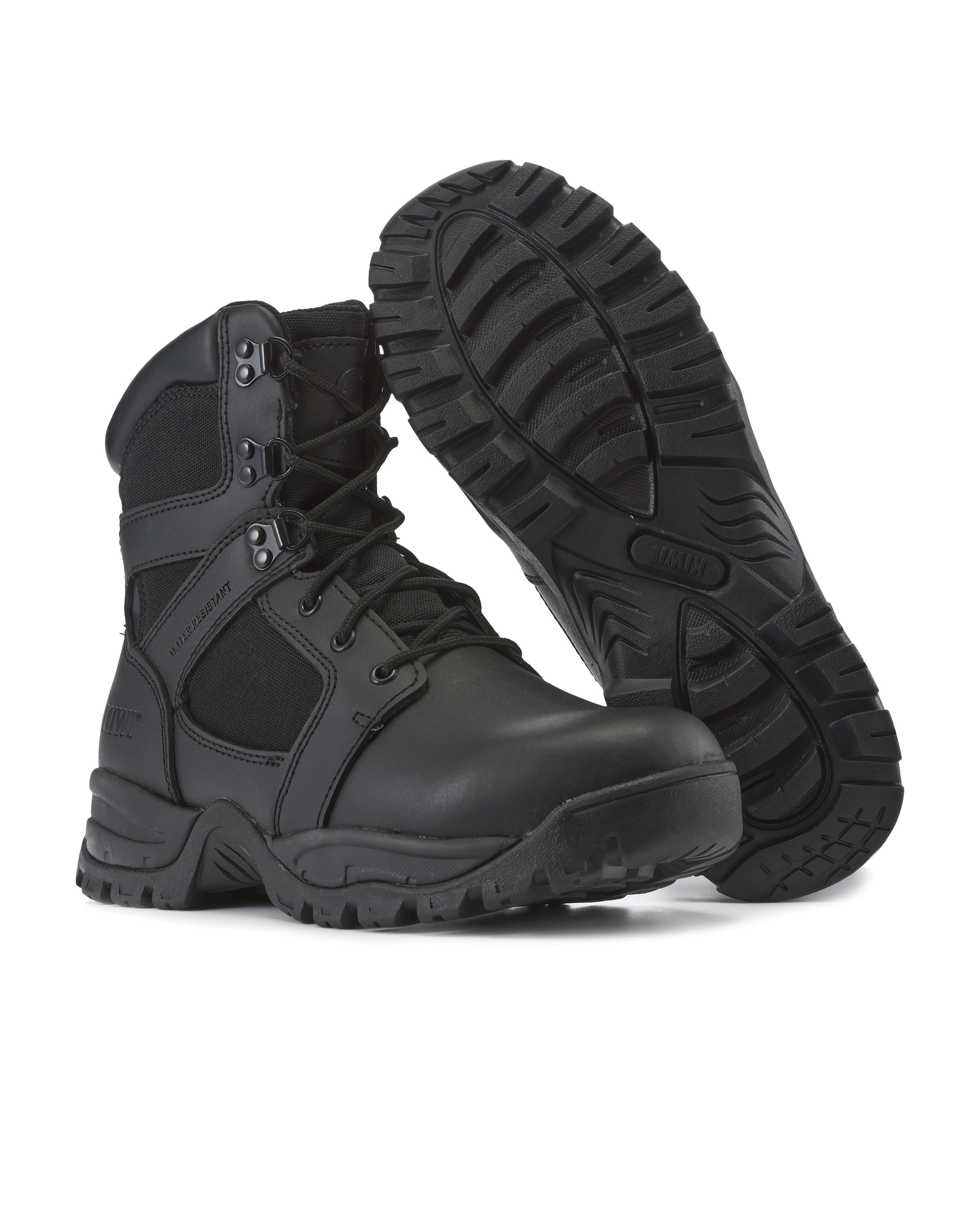 Kiwi Rugged Black Action Leather 7" Steel Toe Zipped Water Resistant Tactical Boots [R60500]