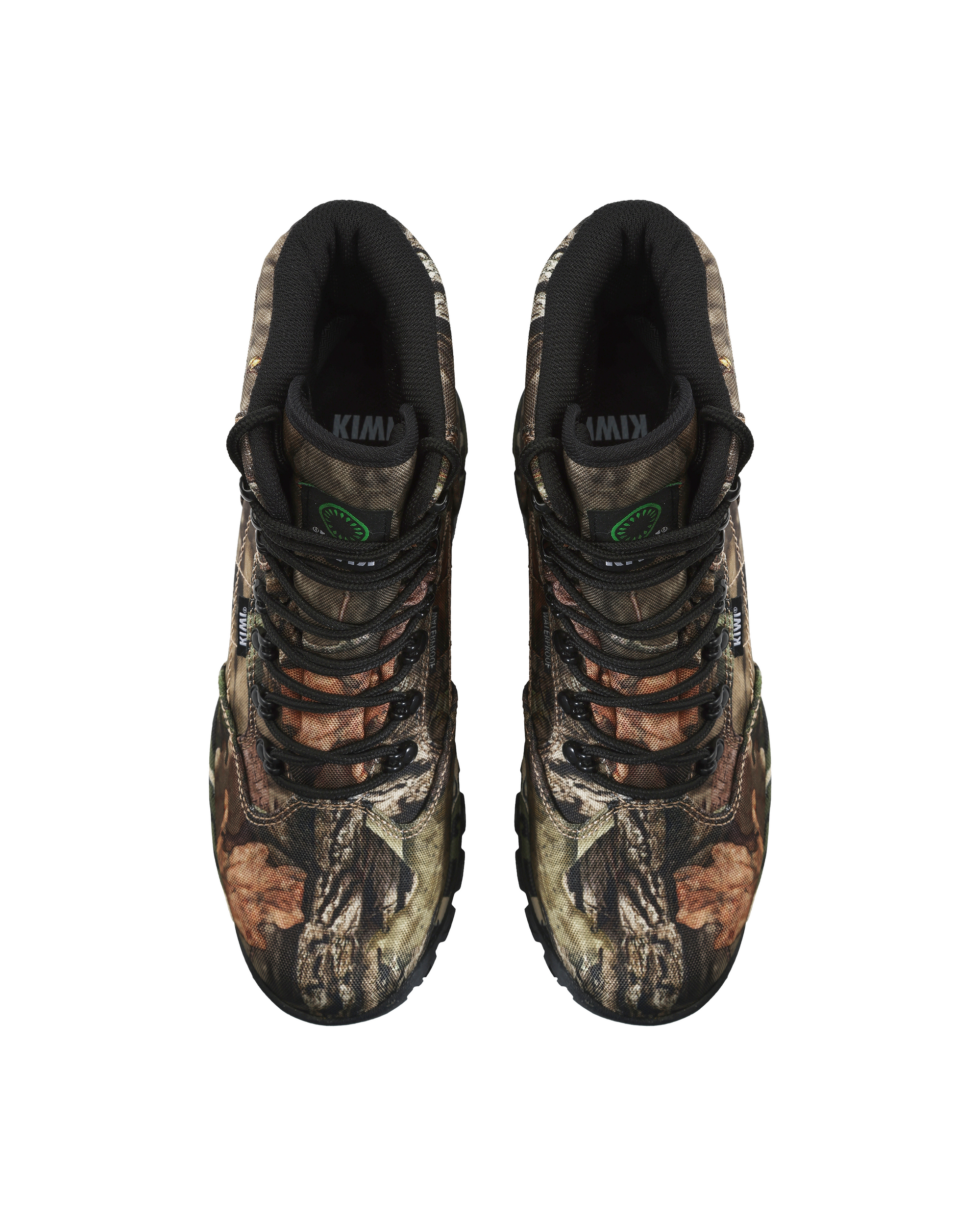 Kiwi Camo soft toe 7 inch waterproof tactical boots, top view