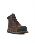 Kiwi Brown crazy horse composite toe waterproof cap-toe work boots, angled view