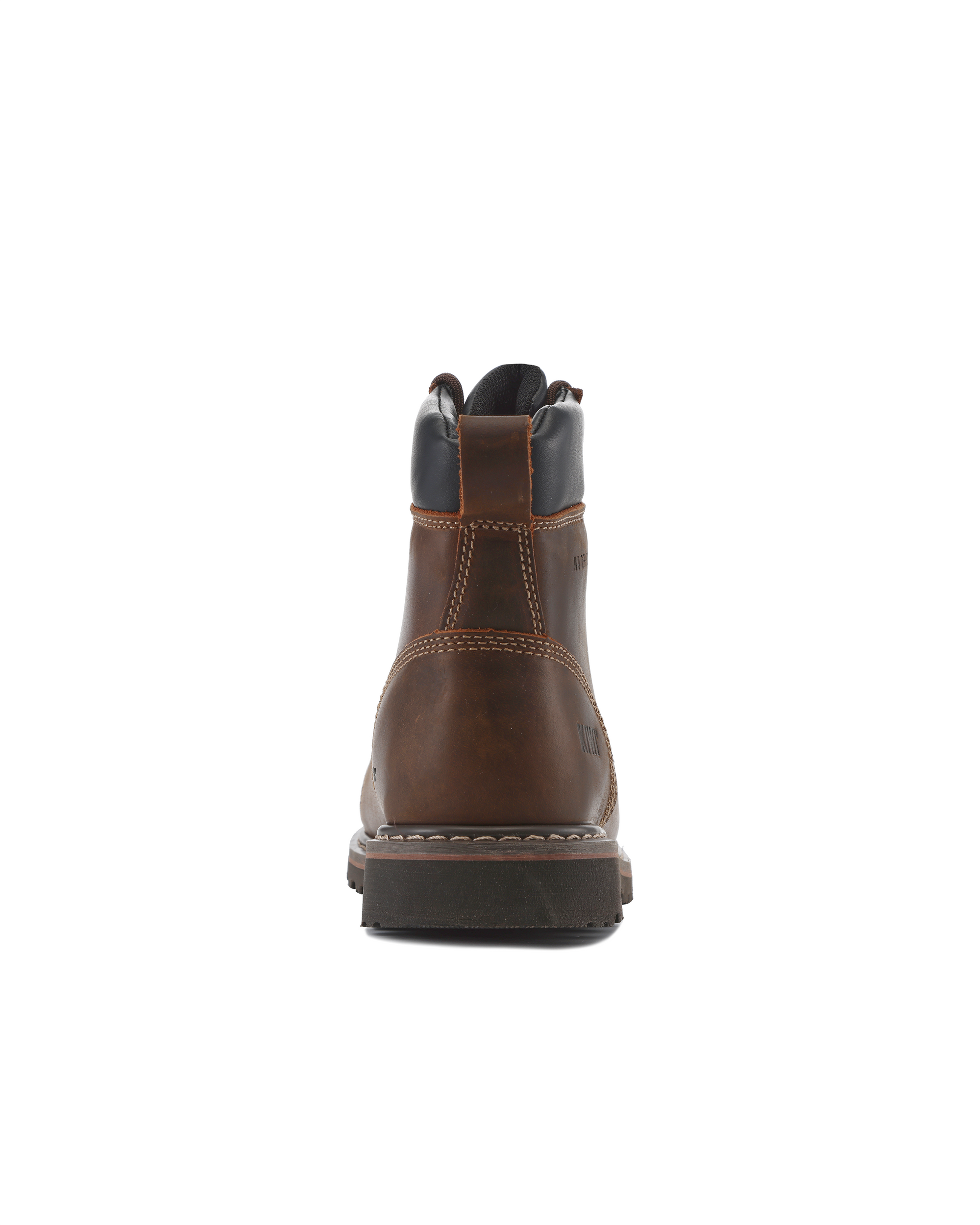 Kiwi Brown crazy horse composite toe waterproof cap-toe work boots, back view