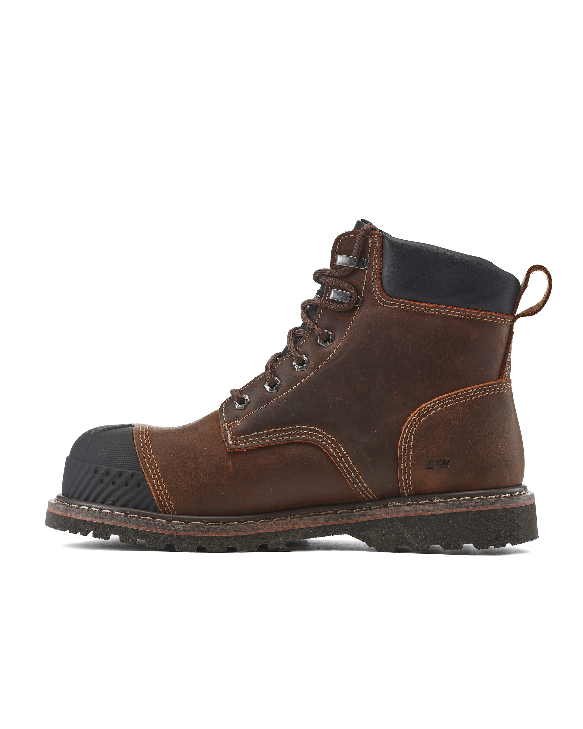 Kiwi Brown crazy horse composite toe waterproof cap-toe work boots, inside view