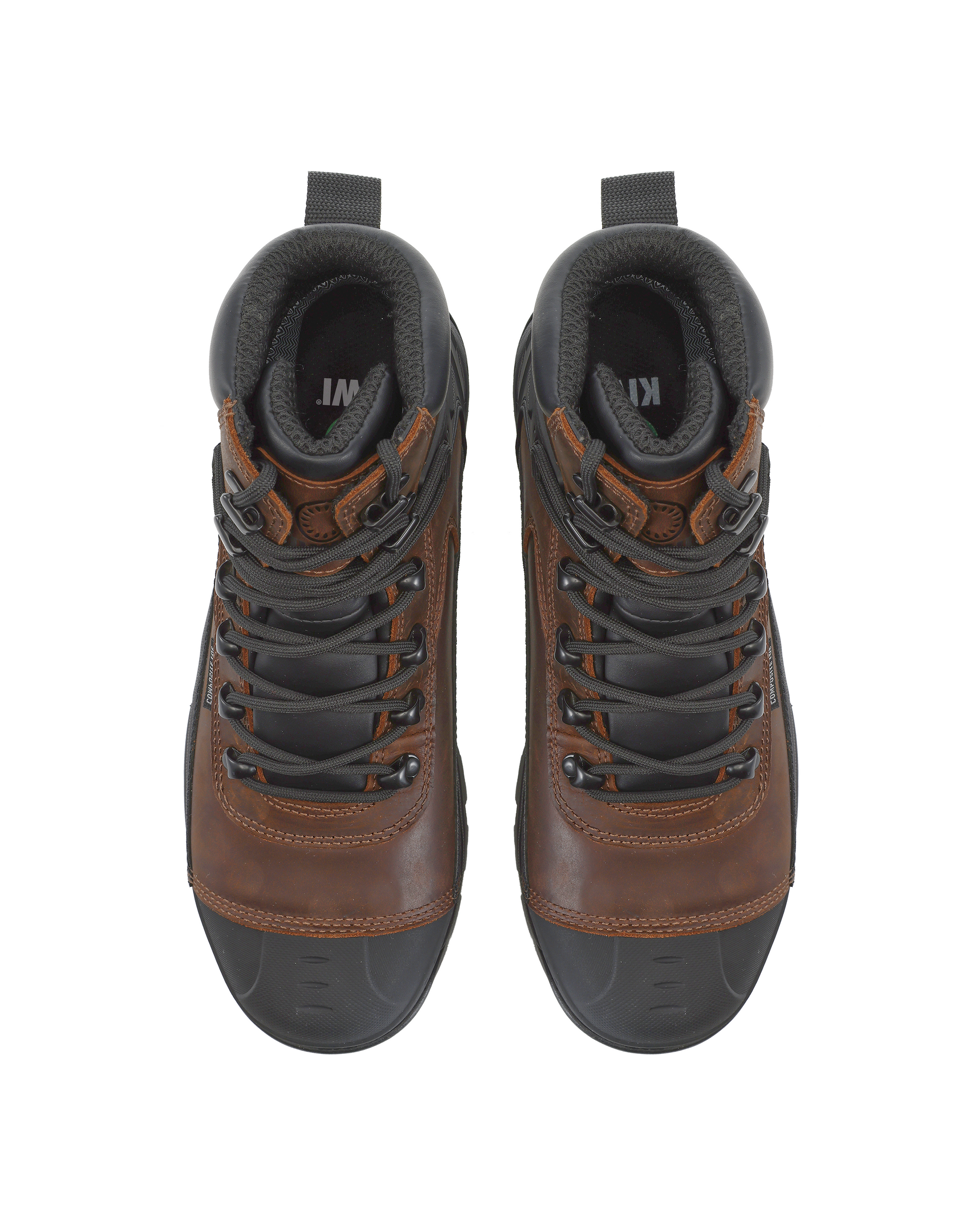 Kiwi Brown crazy horse composite toe waterproof tactical boots, top view